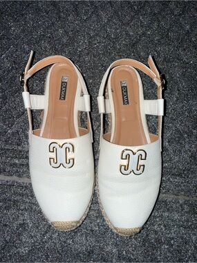 White Slingback Espadrille Flats